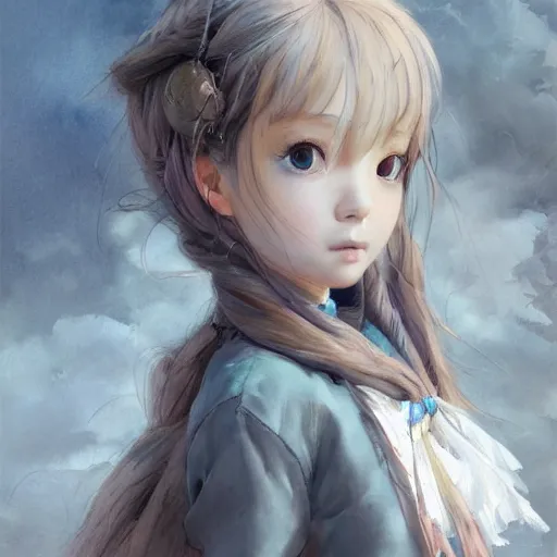 Image similar to dynamic composition, motion, ultra-detailed, incredibly detailed, a lot of details, amazing fine details and brush strokes, colorful and grayish palette, smooth, HD semirealistic anime CG concept art digital painting, watercolor oil painting of a Russian schoolgirl, by a Chinese artist at ArtStation, by Huang Guangjian, Fenghua Zhong, Ruan Jia, Xin Jin and Wei Chang. Realistic artwork of a Chinese videogame, gradients, gentle an harmonic grayish colors.