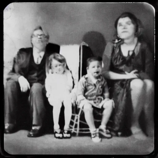 Prompt: cursed family photo, 8mm film