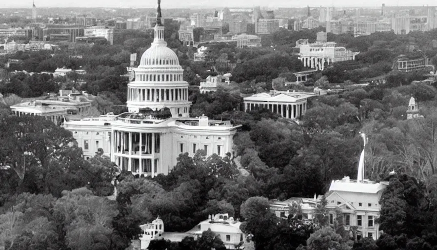 Image similar to gandalf attacks the white house, cnn news footage taken from above.