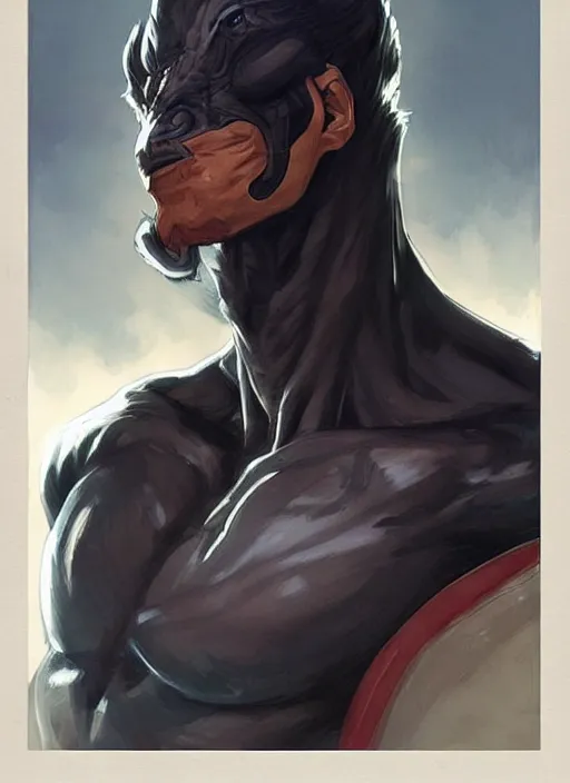 Prompt: a handsome man. he is dino man, wearing a dinosaur themed superhero costume. clean elegant painting, beautiful detailed face. by artgerm and greg rutkowski and alphonse mucha