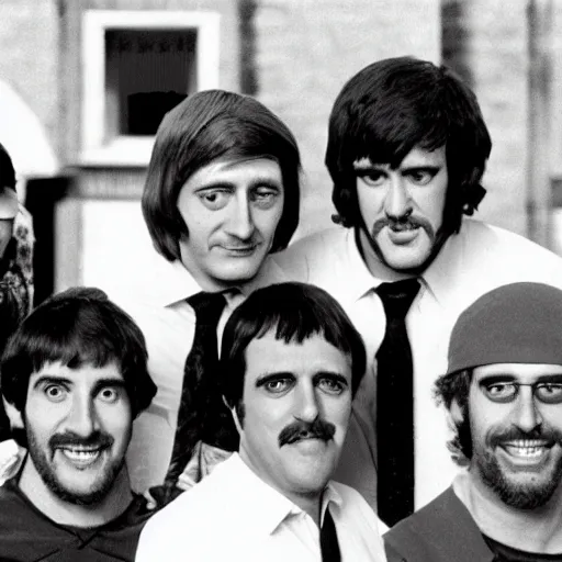 Prompt: Monty Python as a group of Python Developers