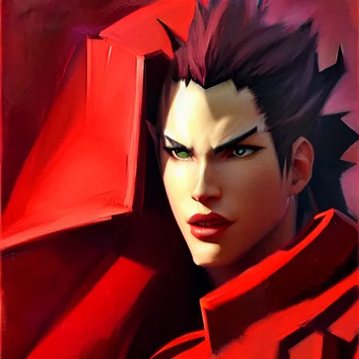 Image similar to Greg Manchess portrait painting of Red XVIII from FFVII as Overwatch character, medium shot, asymmetrical, profile picture, Organic Painting, sunny day, Matte Painting, bold shapes, hard edges, street art, trending on artstation, by Huang Guangjian and Gil Elvgren and Sachin Teng