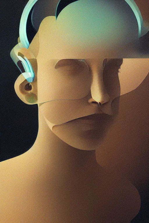 Image similar to woman wearing oculus and digital glitch head edward hopper and james gilleard, zdzislaw beksisnski, higly detailed