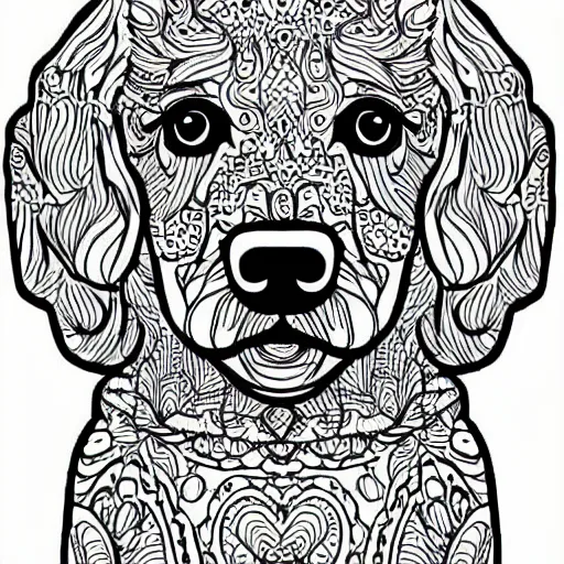 Image similar to cute dogs, coloring book, outline art, digital art, drawing, simplistic