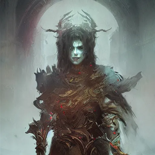 Image similar to the lord of the dead by ruan jia, portrait