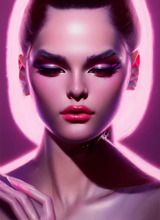 Image similar to photorealistic portrait of female humanoid, cyber neon lights, highly intricate, retro 6 0 s haute couture fashion, elegant, highly detailed, crispy quality, trending on artstation, trending on pinterest, glamor pose, no signature, no watermark, art by artgerm and greg rutkowski