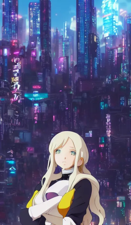 Prompt: anime fine details portrait of Lady Ann in front of cyberpunk moder city landscape on the background deep bokeh, close-up view, anime masterpiece by Studio Ghibli. 8k, sharp high quality anime, artstation