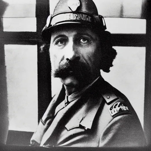 Image similar to photo portrait of a policeman photo by Diane Arbus and Louis Daguerre