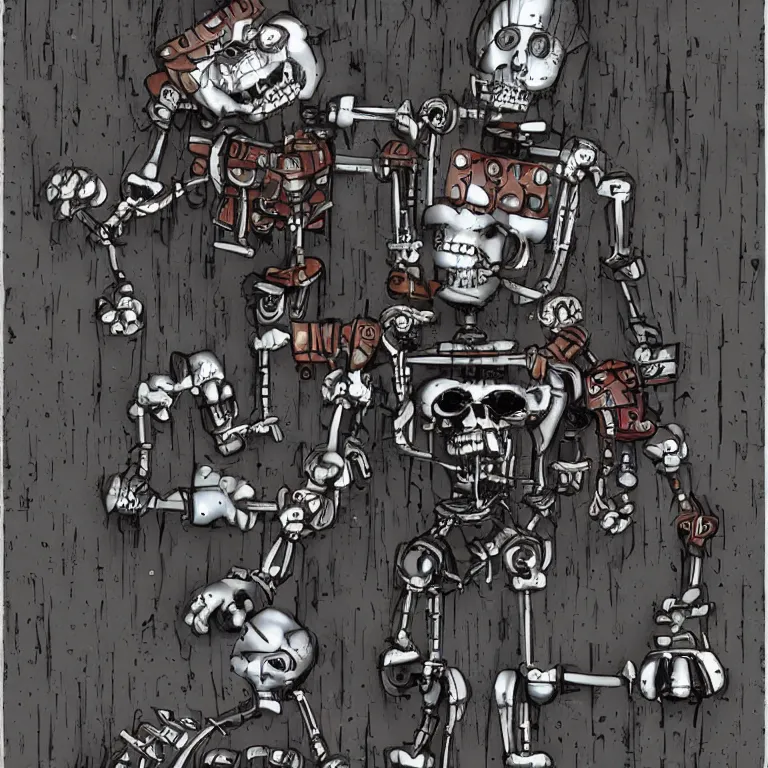 Prompt: designed by scott cawthon and chuck e cheese stylized endoskeleton for an animatronic that has been damaged and decayed, rain, dense fog, alleyway, volumetric lighting, f 8 aperture, cinematic eastman 5 3 8 4 film