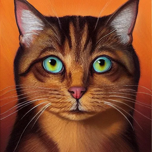 Prompt: a vibrant oil painting of a completely brown brown brown brown cat by Disney , detailed, realistic, cute