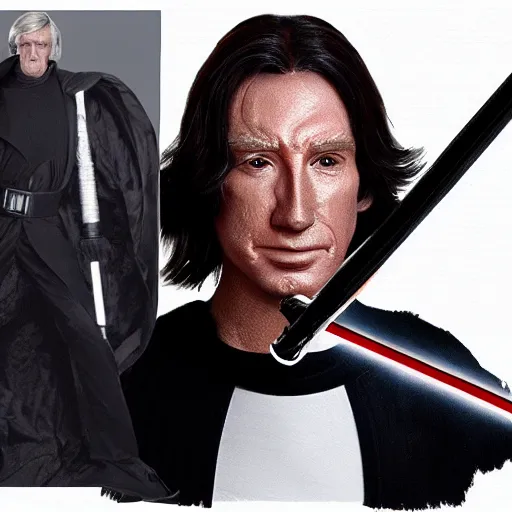 Prompt: ken barlow as kylo ren, holding a lightsabre, ultra realistic, hyper detailed, anatomically correct,