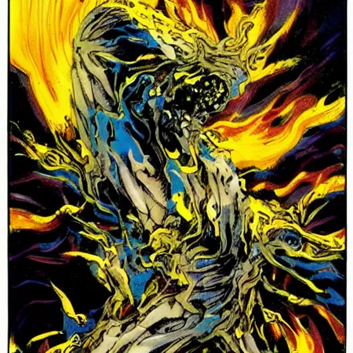 Image similar to an itch elemental, whirling energy made of itches ( dramatic, cinematic, by simon bisley )