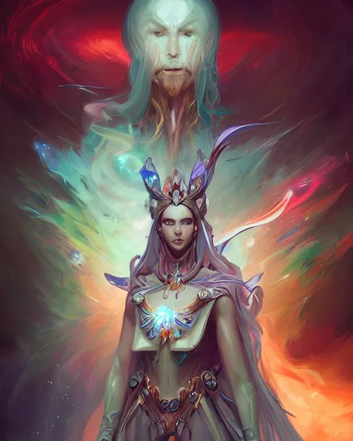 Image similar to portrait of a beautiful magus cybernetic emanation, by pete mohrbacher and artgerm and wlop, digital art, highly detailed, intricate, fantasy, mystical, sharp focus, Trending on Artstation HQ, deviantart, unreal engine 5, 4K UHD image