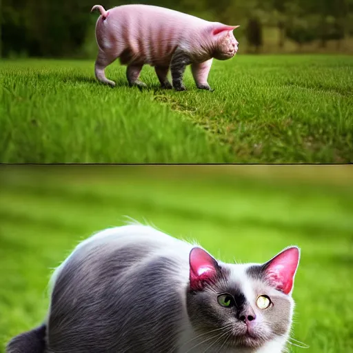 Image similar to a cat - pig - hybrid, animal photography