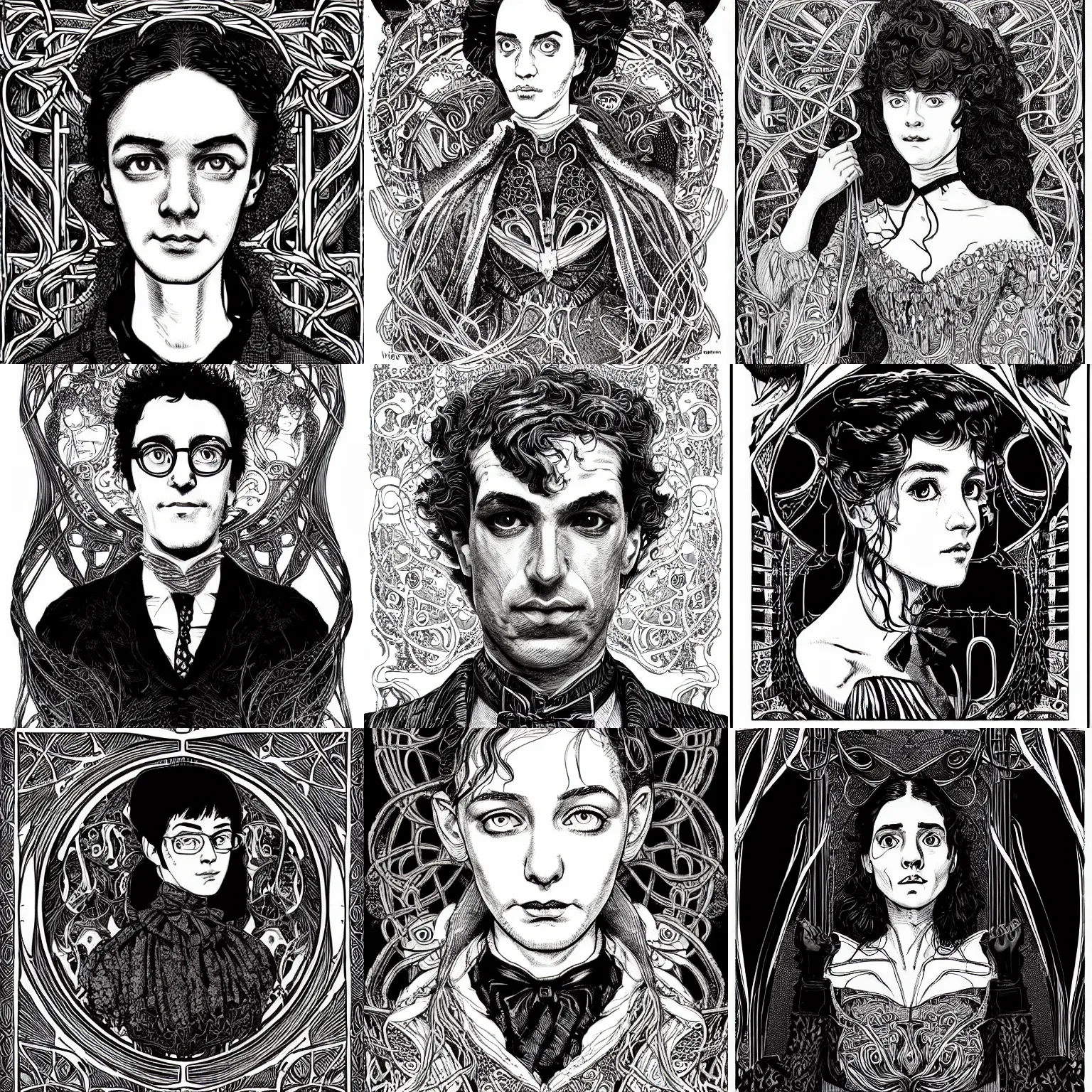 Prompt: half body portrait illustration of a victorian teacher. dystopian, intricate detailed, art nouveau fractals, pop art, comic book style. by neil gaiman, h. p. lovecraft, wlop, lei min, andre norton, apollonia saintclair, barry windsor smith, bernie wrightson, ross tran, artgerm