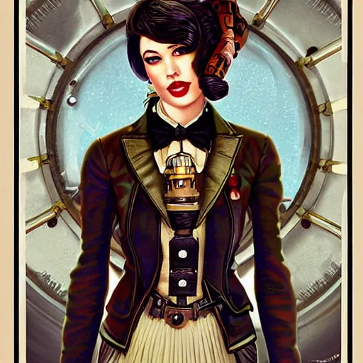 Image similar to Lofi Steampunk BioShock portrait, Pixar style, by Tristan Eaton Stanley Artgerm and Tom Bagshaw.