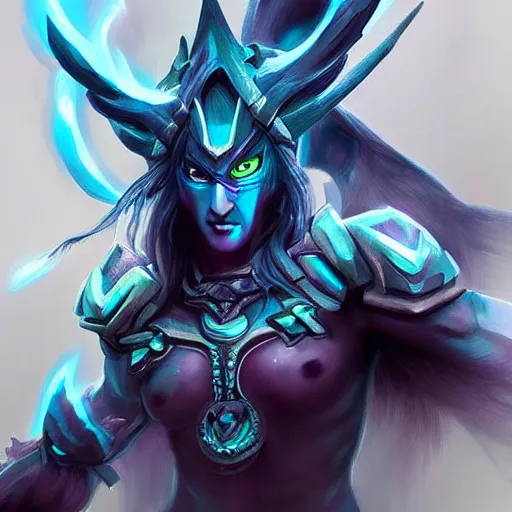 Prompt: storm spirit from dota 2, concept art, in the style of Artgerm, intricate details, beautiful