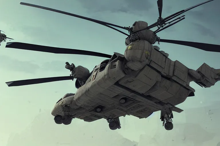 Image similar to military cargo helicopter by jon aaron kambeitz, katsuhiro otomo, heng z, concept art, insanely detailed, raytracing, octane, unreal engine, trending on artstation