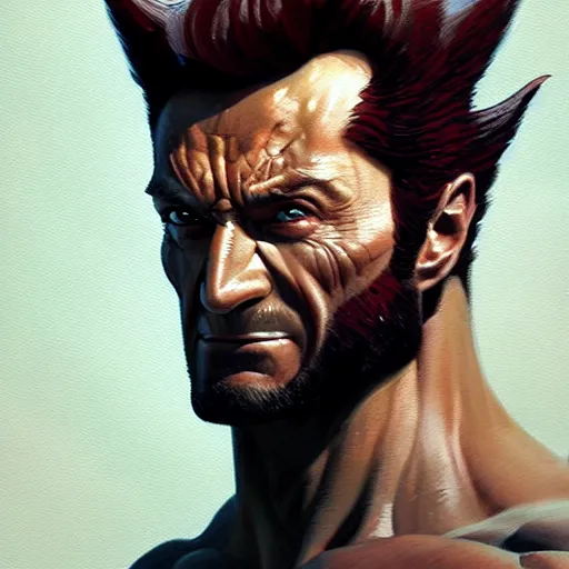 Image similar to very detailed masterpiece painting of wolverine from x - men : the animated series ( 1 9 9 2 ), portrait, artstation, concept art by greg rutkowski