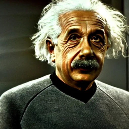 Image similar to Albert Einstein in a scene from Star Trek the original series