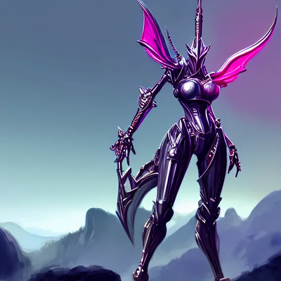 Prompt: extremely detailed giantess shot of a goddess that's a giant beautiful stunning anthropomorphic robot female dragon, standing majestically over mountains, elegant pose, streamlined shiny silver metal armor, fuchsia skin below the armor, sharp metal claws, long elegant tail, detailed warframe fanart, high quality digital art, giantess art, furry art, warframe art, furaffinity, DeviantArt, 8k HD, octane render