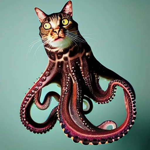 Image similar to an octopus - cat - hybrid, animal photography