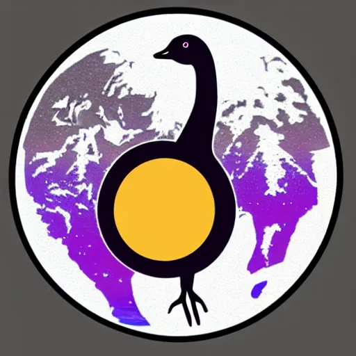 Prompt: asexual pride themed goose sticker concept design