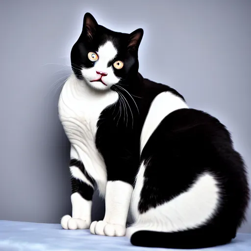 Prompt: the world's biggest cat, tuxedo cat fat, high definition, beautiful award winning photography, 8 k.