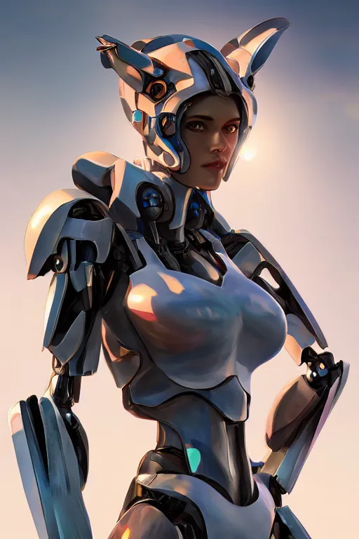 Image similar to heroine, beautiful, female mecha, ultra detailed, digital art, 8 k, character, realistic, portrait, 3 d, hyperrealistic