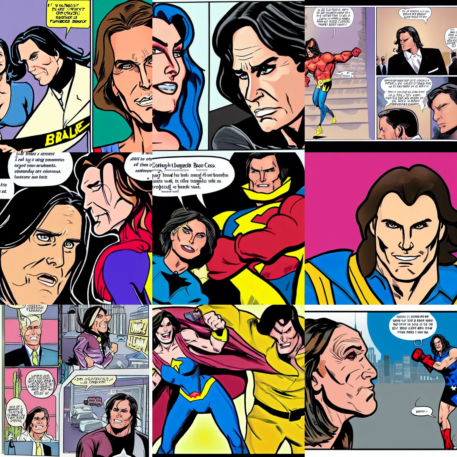 Prompt: cartoon illustration of caitlyn jenner fighting bruce jenner in a dc comic book, sharp details