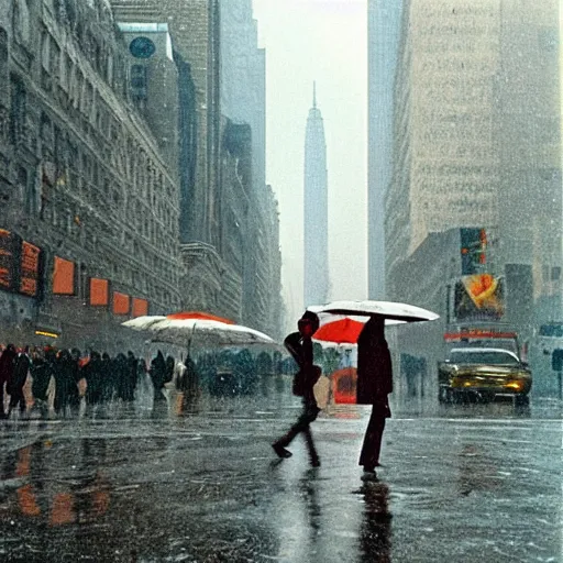 Prompt: rainy new York daydream by Ernst Haas