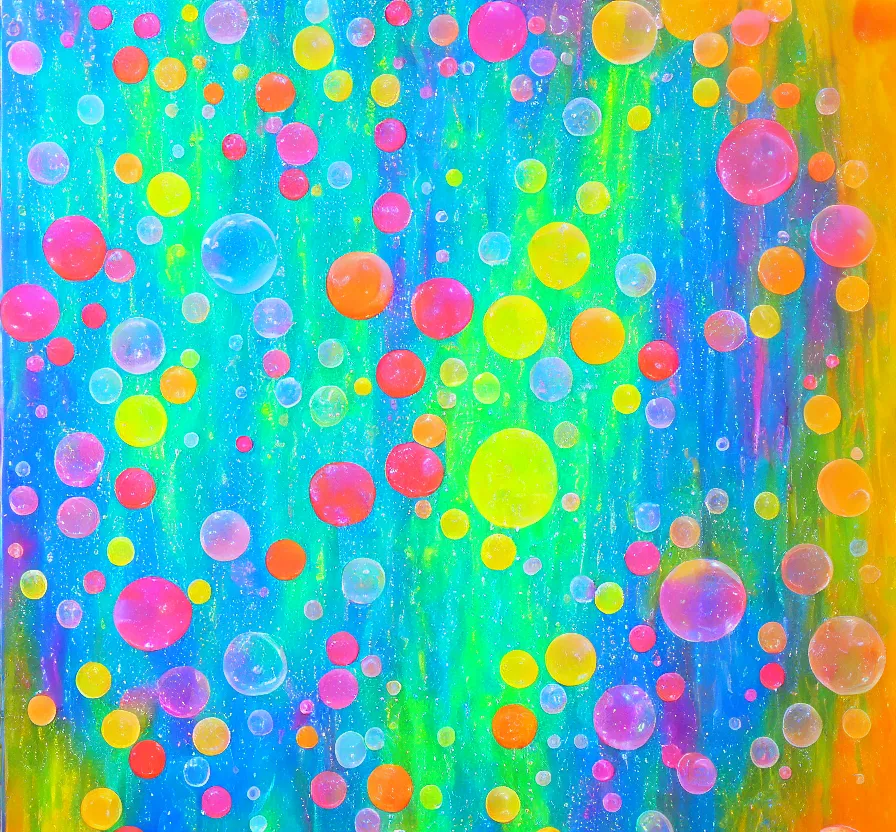 Prompt: painting on canvas, bubbles, bubble, watedrops, waterdroplets, acrylicpainting, acrylicpouring, painting, influencer