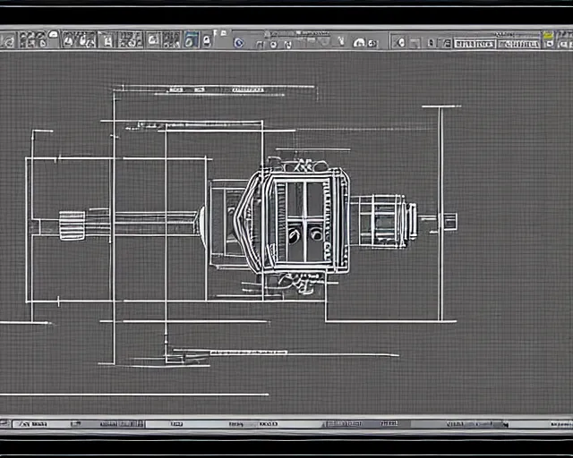 Image similar to autocad schematics for a time machine, smooth, 8 k, sharp focus