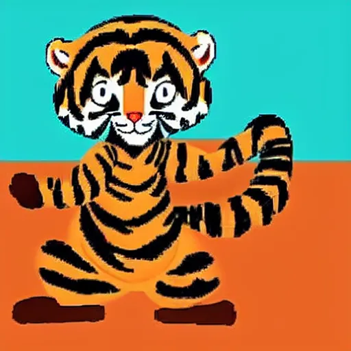 Image similar to “a tiger exercising at a gym, children cartoon, Disney”