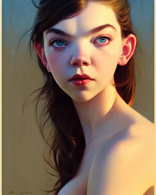 Image similar to an artistic pose, composition, anya taylor joy, realistic shaded, fine details, realistic shaded lighting poster by ilya kuvshinov, magali villeneuve, artgerm, jeremy lipkin and michael garmash and rob rey