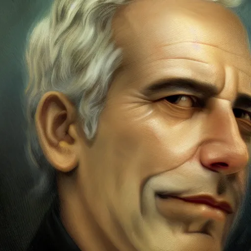 Image similar to A fantasy book style portrait painting of Jeffrey Epstein, François Boucher, Oil Painting, unreal 5, DAZ, hyperrealistic, octane render, Regal, Refined, Detailed Digital Art, RPG portrait, William-Adolphe Bouguereau, Michael Cheval, Walt Disney (1937), Volumetric Golden dappled dynamic lighting, Highly Detailed, Cinematic Lighting, Unreal Engine, 8k, HD