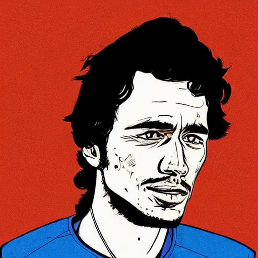 Image similar to “ james franco retro minimalist portrait by jean giraud, moebius starwatcher, high detail, linework, sharp, smooth face, color comic, 8 k ”