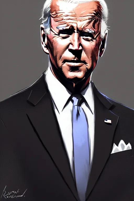 Image similar to Joe Biden, modern, hero, wearing a suit, highly detailed, digital painting, artstation, concept art, sharp focus, illustration, by greg rutkowski