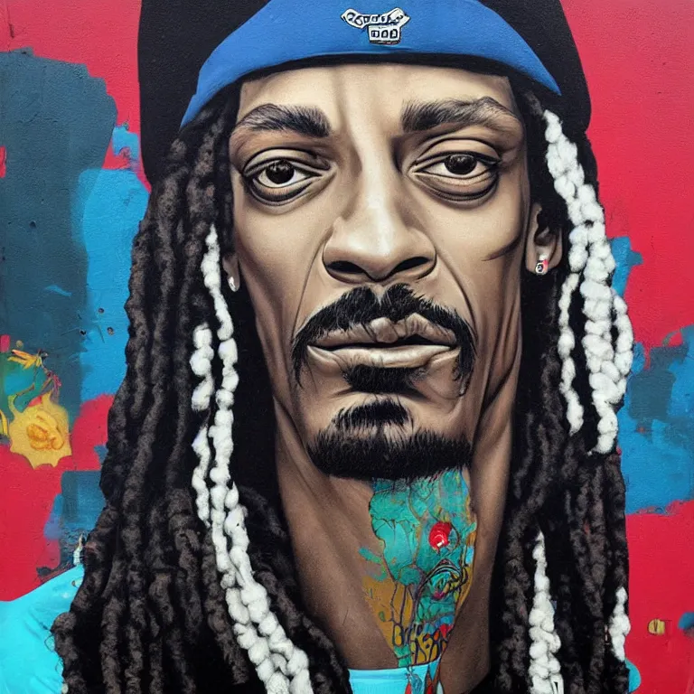 Image similar to Street-art portrait of Snoop Dog in style of Etam Cru, photorealism