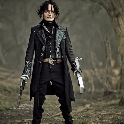 Prompt: johnny depp as kirito