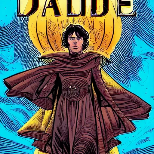 Image similar to paul atreides from dune in jan duursema comic book detailed style