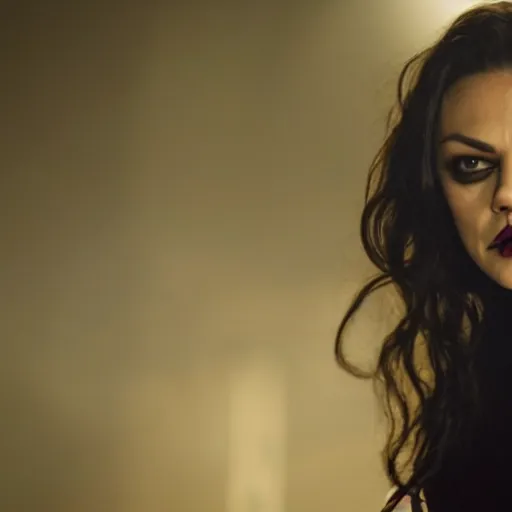 Image similar to stunning awe inspiring mila kunis as the joker, movie still 8 k hdr atmospheric lighting