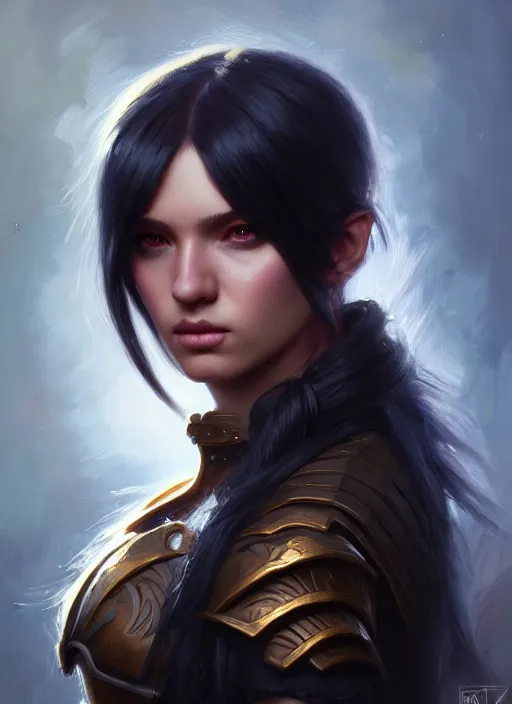 Image similar to a _ fantasy _ style _ portrait _ painting _ of young adult, black fringe hair, round face, rpg dnd oil _ painting _ unreal _ 5 _ daz. _ rpg _ portrait _ extremely _ detailed _ artgerm _ greg _ rutkowski _ greg