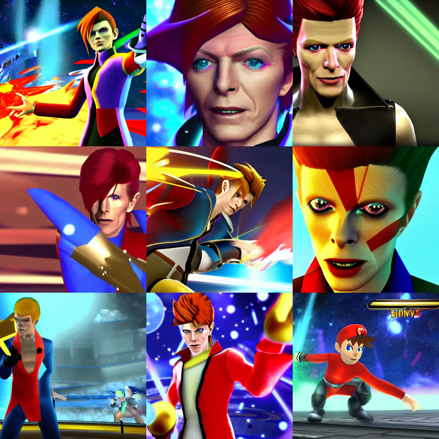 Prompt: 4k screenshot of David Bowie in Super Smash Bros