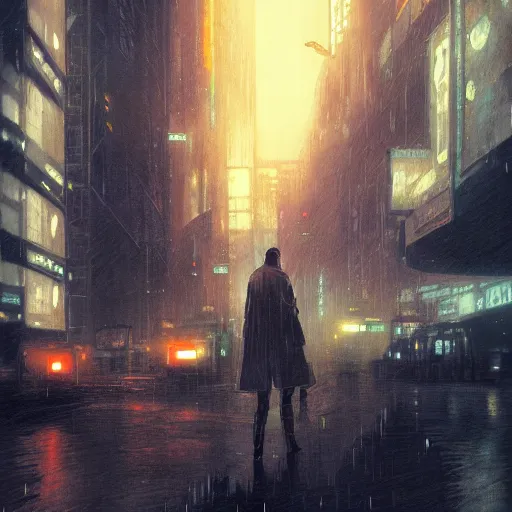 Prompt: bladerunner concept art, guweiz, graphic novel, 4 k uhd image