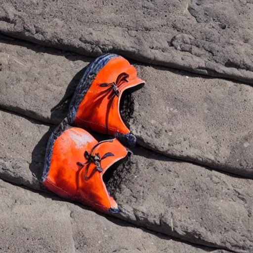 Prompt: shoes made of lava