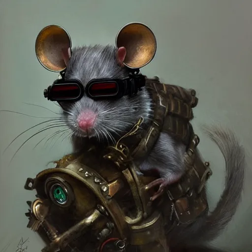 Image similar to a rat with steampunk googles, by Ruan jia