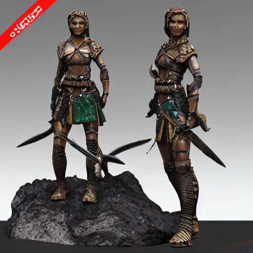 Image similar to 80mm 3d resin highly accurate miniature of warrior woman, standing, Product Introduction Photos, 4K, Full body, simple background