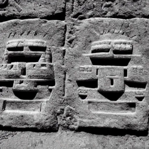 Image similar to space invaders as a mayan stone carving