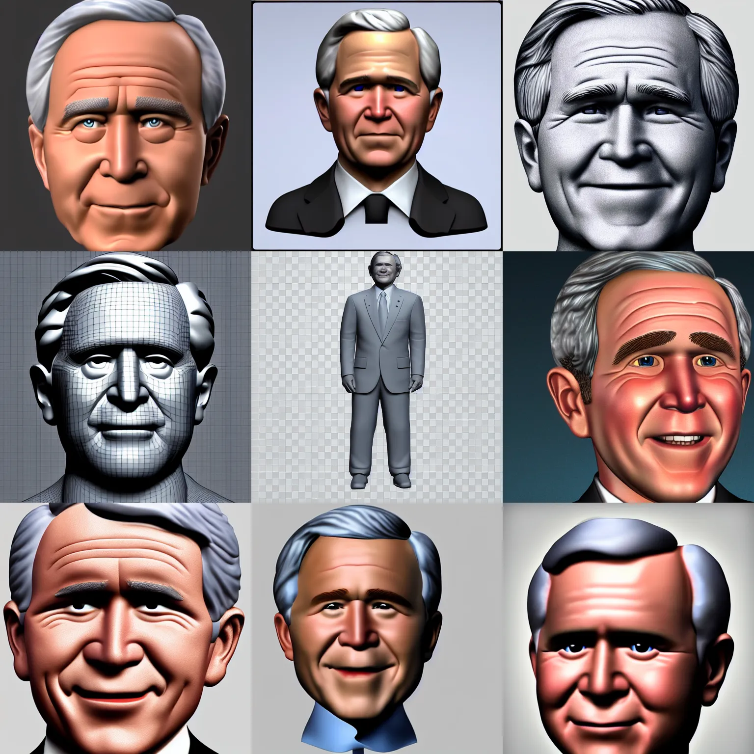 Prompt: george w bush as an emoji 3 d cg smooth shaded